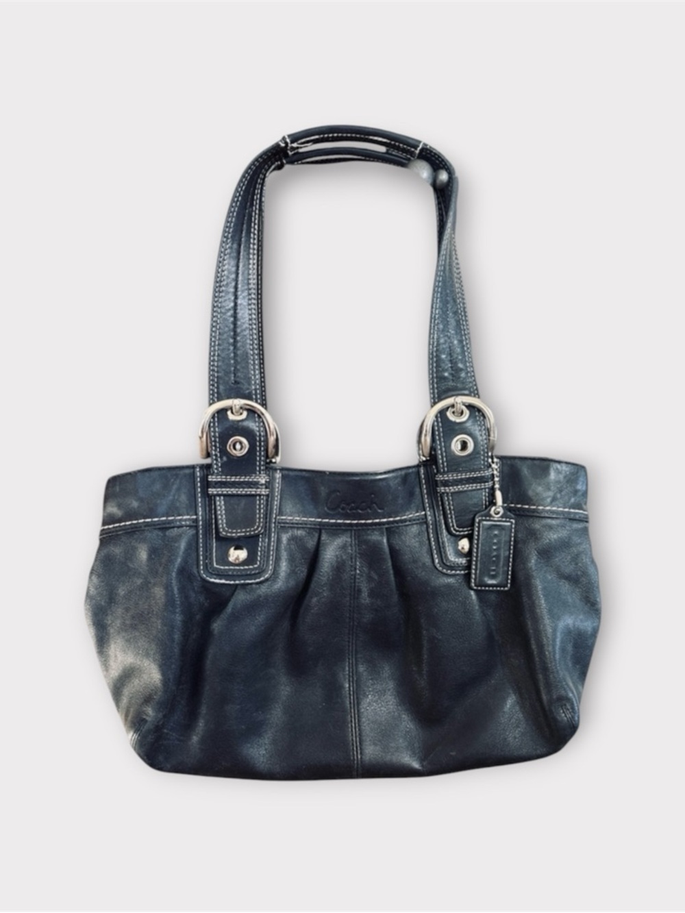 COACH Hampton Pleated Full Grain Leather Soho Satchel Handbag" (model F13732